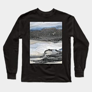 Abstract Mountains, Landscape, Blue, Black, Gold Long Sleeve T-Shirt